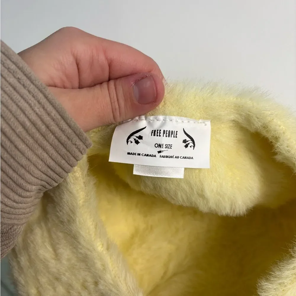 Free People YELLOW Fuzzy beret Hat